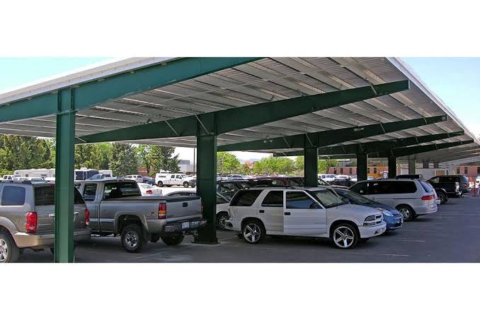 Green Iron Car Parking Shed
